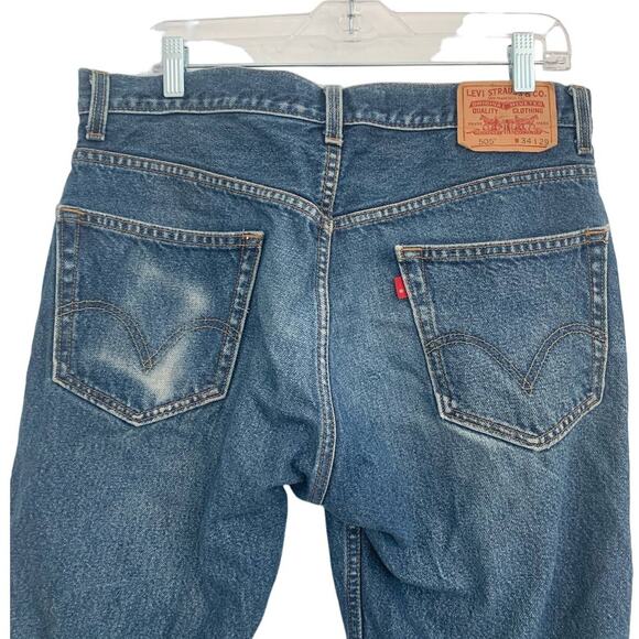 Levi Strauss 505 Jeans 34/29 Mens Blue Reg Fit Bootcut Denim Western 5 Pocket - Picture 6 of 9